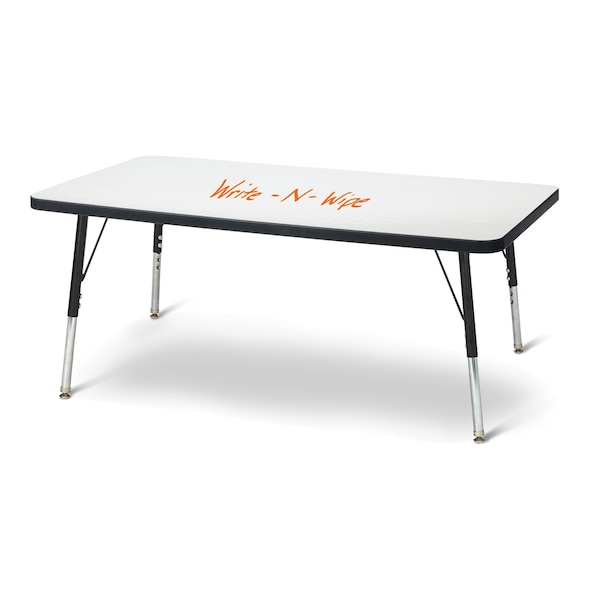 Berries Rectangle Dry Erase Table, 24 in. x 48 in., E-height, Write-n-Wipe/Black/Black